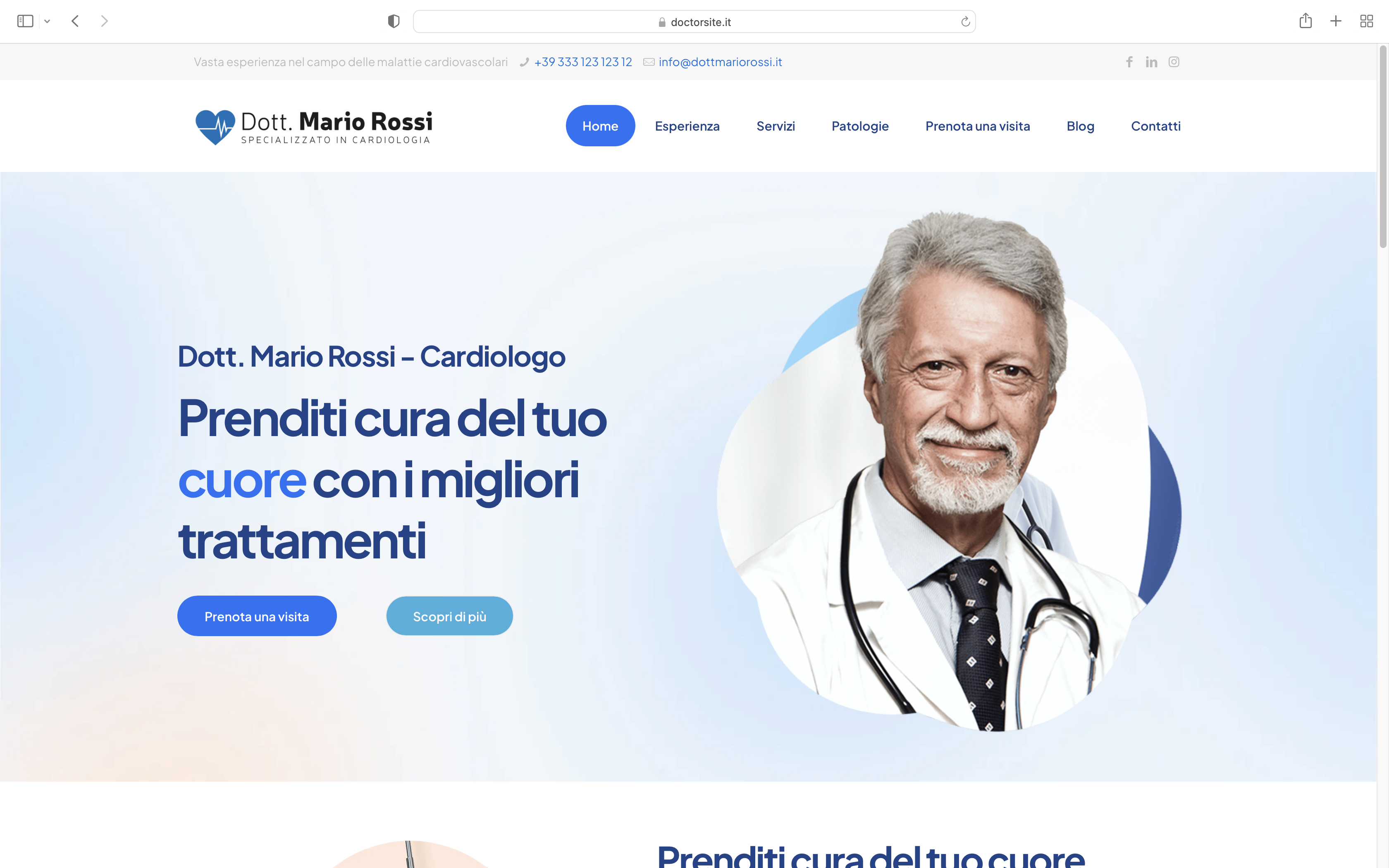 Schermate DoctorSite sito web e gestionale medico